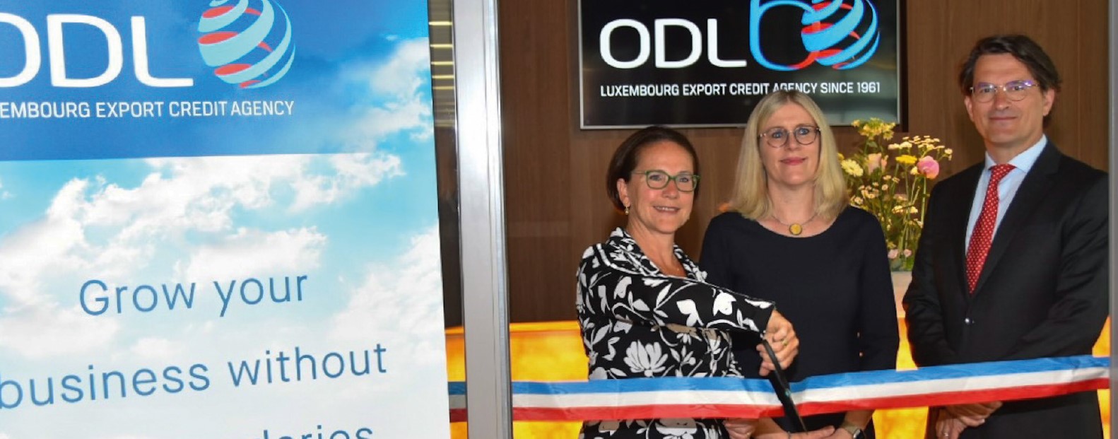 Lors de l’inauguration des nouveaux locaux de l’ODL, le 16 mai dernier – De g. à dr : Yuriko Backes (ministre des Finances), Simone Joachim (CEO, ODL) et Arsène Jacoby (président du conseil d’administration, ODL).